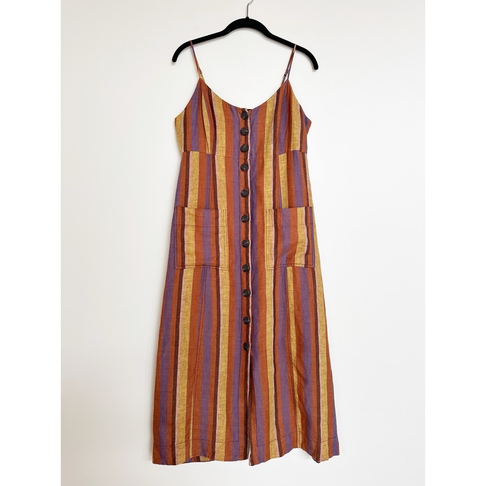SEA New York 100% Linen Striped Midi Dress Size 4